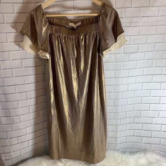 3.1 Phillip Lim Gold Lame Shift Dress Size S - Picture 1 of 3